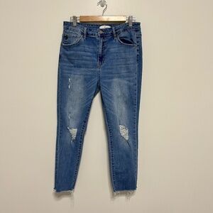 KanCan Jeans Women's Size 13/30 Raw Hem Light Wash Mid Rise Ankle Skinny boots